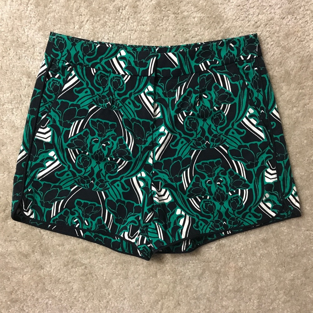 J Crew shorts floral green black white